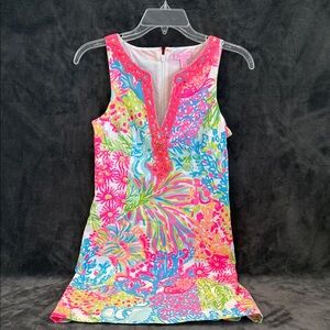 Like New Lilly Pulitzer Pink and Blue Patterned Shift Dress